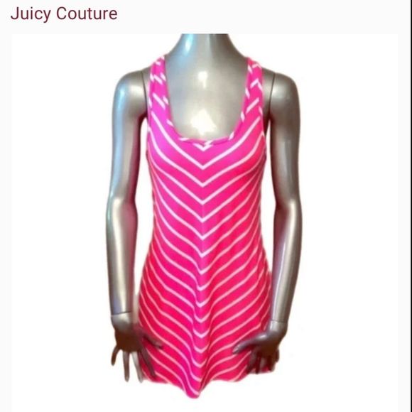 Juicy Couture Shocking Pink Striped Mini Sundress W/ Heart accent Back - Picture 2 of 4